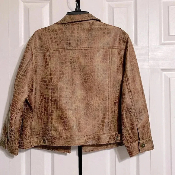 Ruby Rd brown faux embossed leather jacket coat size 14P - Picture 7 of 12